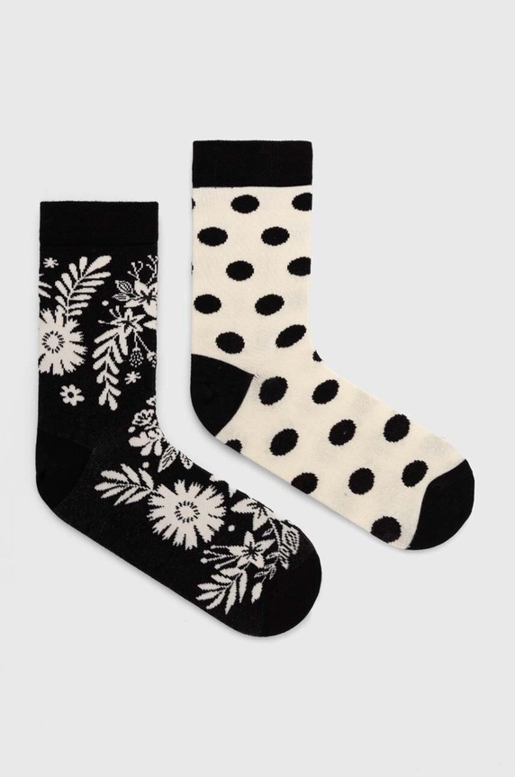 Skarpetki bawełniane damskie z motywem roślinnym (2-pack) kolor multicolor skarpetki długie multicolor RS24.LGD106