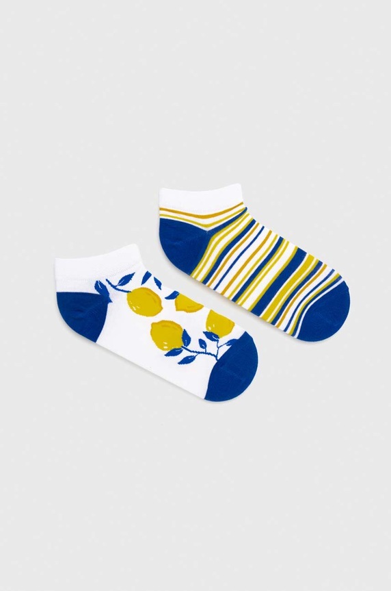 Skarpetki bawełniane damskie w cytryny (2-pack) kolor multicolor skarpetki krótkie multicolor RS24.LGD308