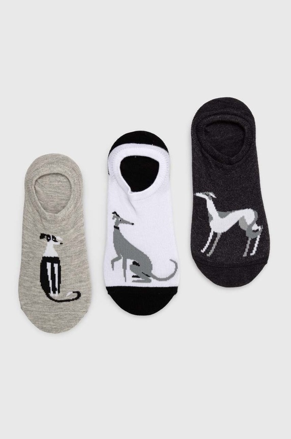 Skarpetki bawełniane damskie w psy (3-pack) kolor multicolor skarpetki krótkie multicolor RS24.LGD505