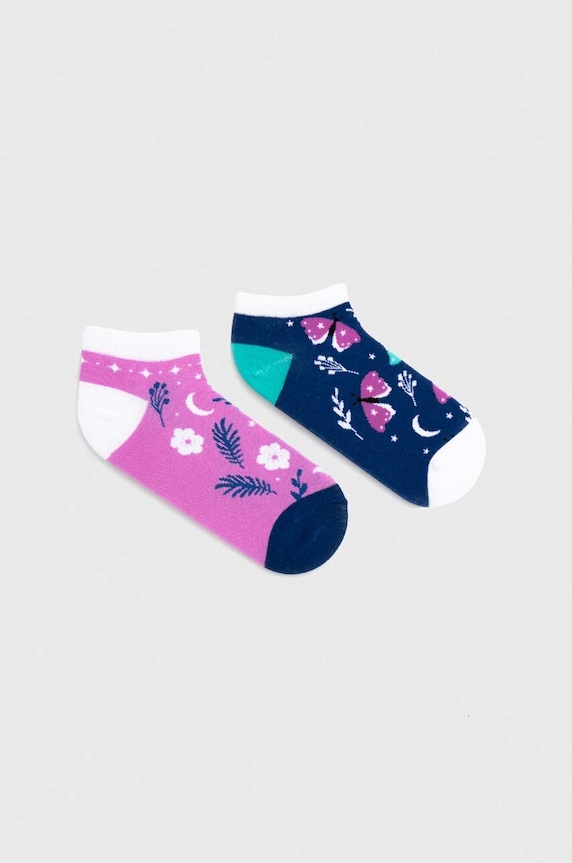 Skarpetki bawełniane damskie z motywem roślinnym i zwierzęcym (2-pack) kolor multicolor skarpetki krótkie multicolor RS24.LGD602