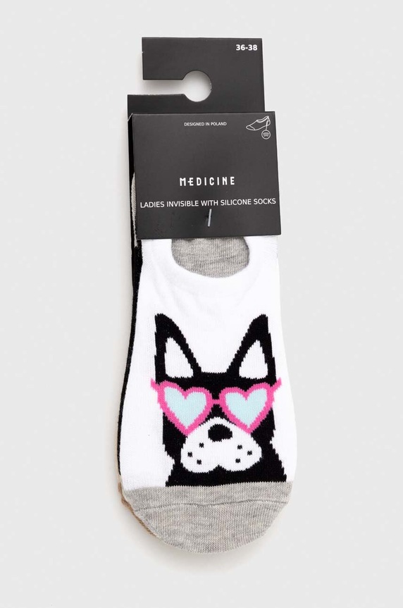 Odzież Skarpetki bawełniane damskie w pieski (3-pack) kolor multicolor RS24.LGD605 multicolor