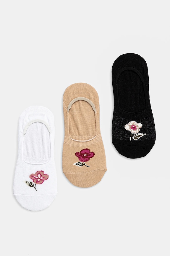 Bavlněné ponožky dámské s květinovým vzorem (3-pack) více barev krátké ponožky vícebarevná RS24-LGD800