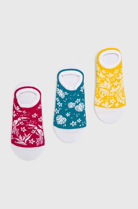 Bavlnené ponožky dámske s rastlinným a zvieracím motívom (3-pack) krátke ponožky viacfarebná RS24.LGD902