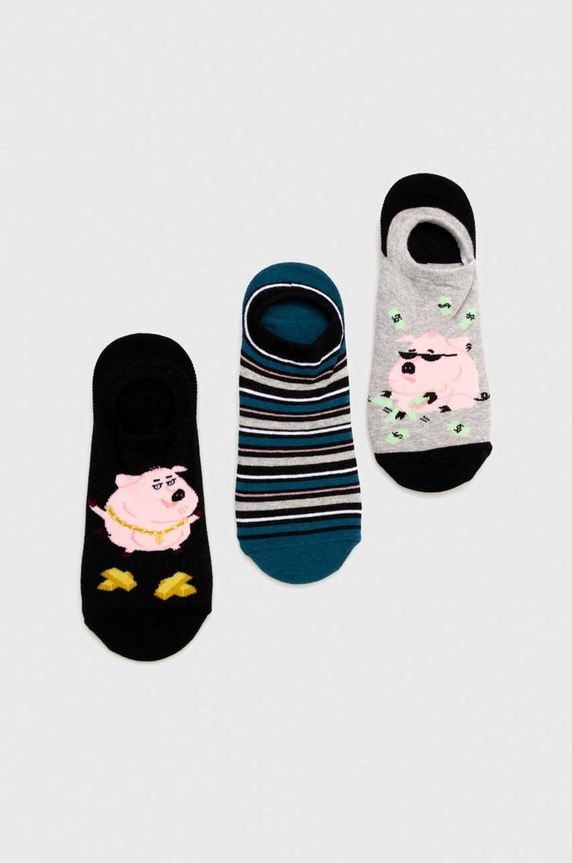Bavlněné ponožky pánské s prasátkem (3-pack) více barev krátké ponožky vícebarevná RS24.LGM609