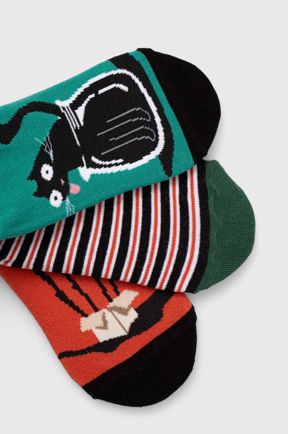 Skarpetki bawełniane męskie w koty (3-pack) kolor multicolor RS24.LGM810 multicolor RS24