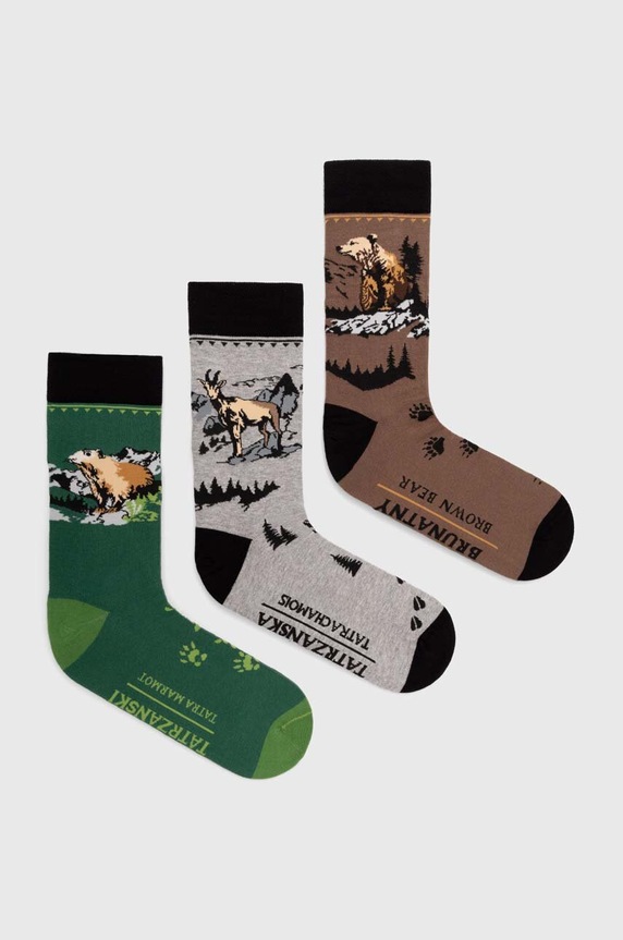 Odzież Skarpetki bawełniane męskie z kolekcji Tatrzański Park Narodowy x Medicine (3-pack) kolor multicolor RS24.LGMA52 multicolor