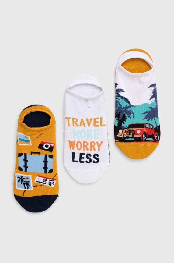 Skarpetki bawełniane męskie wzorzyste (3-pack) kolor multicolor skarpetki krótkie multicolor RS24.LGMB03