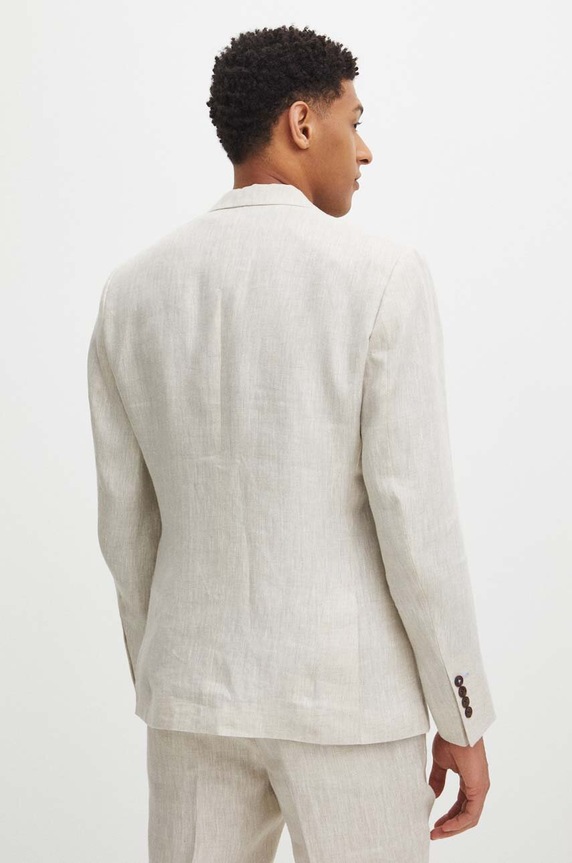 Odzież Marynarka lniana męska melanżowa kolor beżowy RS24-MKM905 beżowy