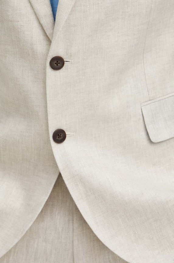 Marynarka lniana męska melanżowa kolor beżowy RS24-MKM905