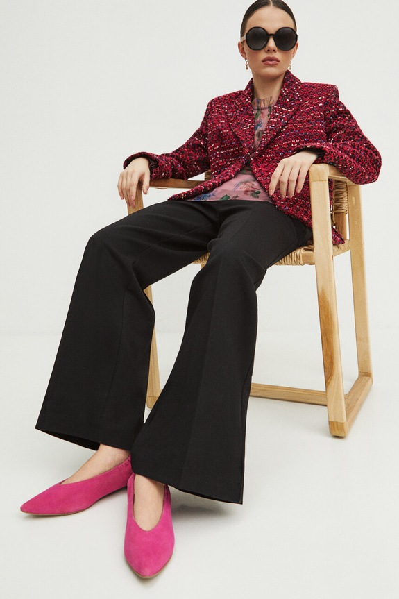 Baleriny zamszowe damskie kolor różowy RS24-OBD501