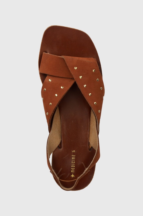 Kožené sandále dámske hnedá farba RS24-OBD701 hnedá