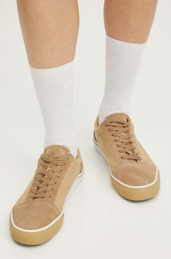 Trampki męskie gładkie kolor beżowy RS24-OBM500