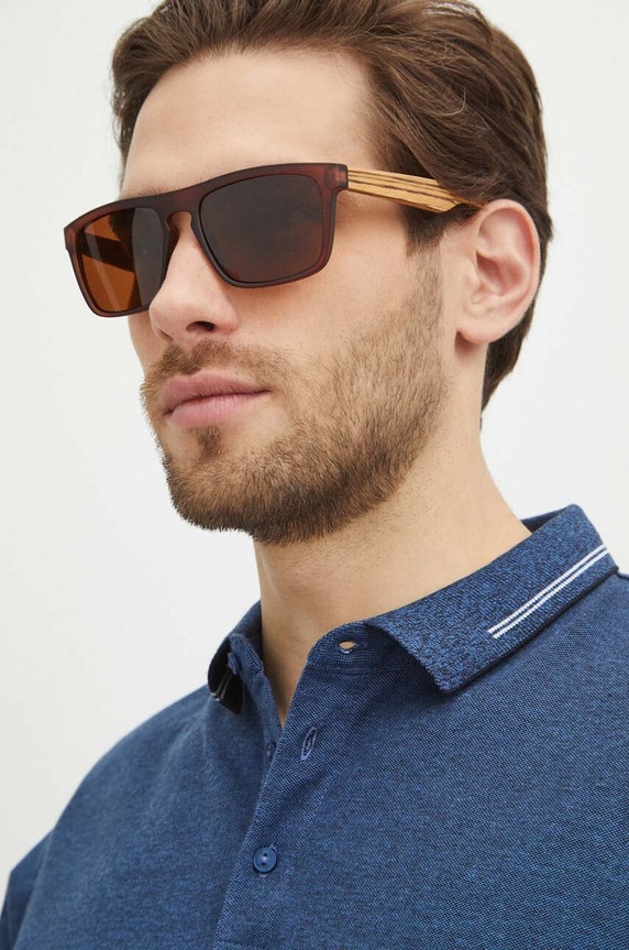 Okulary przeciwsłoneczne męskie z polaryzacją kolor brązowy jednolita brązowy RS24.OKM504