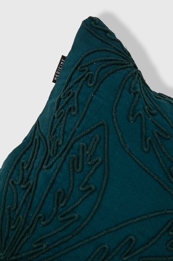 Sypialnia Poszewka dekoracyjna na poduszkę z ozdobną aplikacją 45 x 45 cm kolor zielony RS24-PSU500 turkusowy