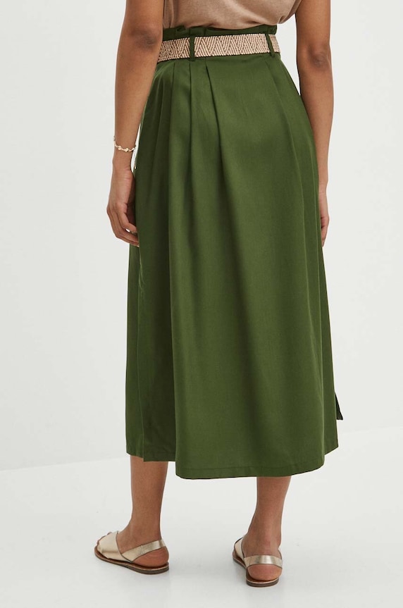 Spódnica damska maxi z paskiem gładka kolor zielony zielony RS24-SDD703