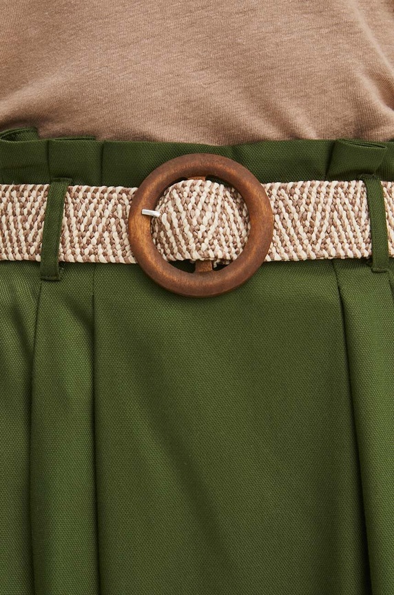 Spódnica damska maxi z paskiem gładka kolor zielony RS24-SDD703 zielony