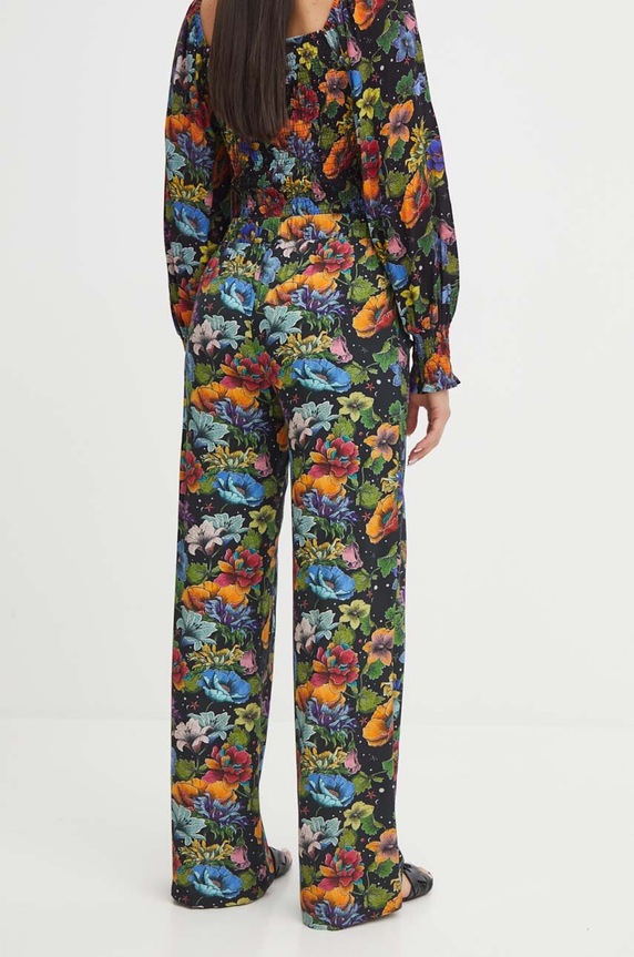 Odzież Spodnie damskie wide leg wzorzyste kolor czarny RS24-SPDC00 czarny