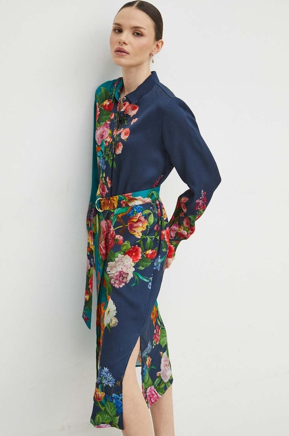 Sukienka damska z paskiem midi w kwiaty kolor multicolor RS24.SUD300 multicolor RS24