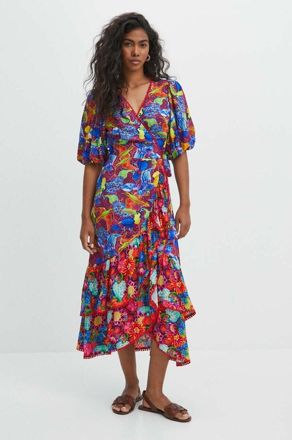 Sukienka damska midi z kolekcji Jane Tattersfield x Medicine kolor multicolor RS24-SUD850 multicolor RS24