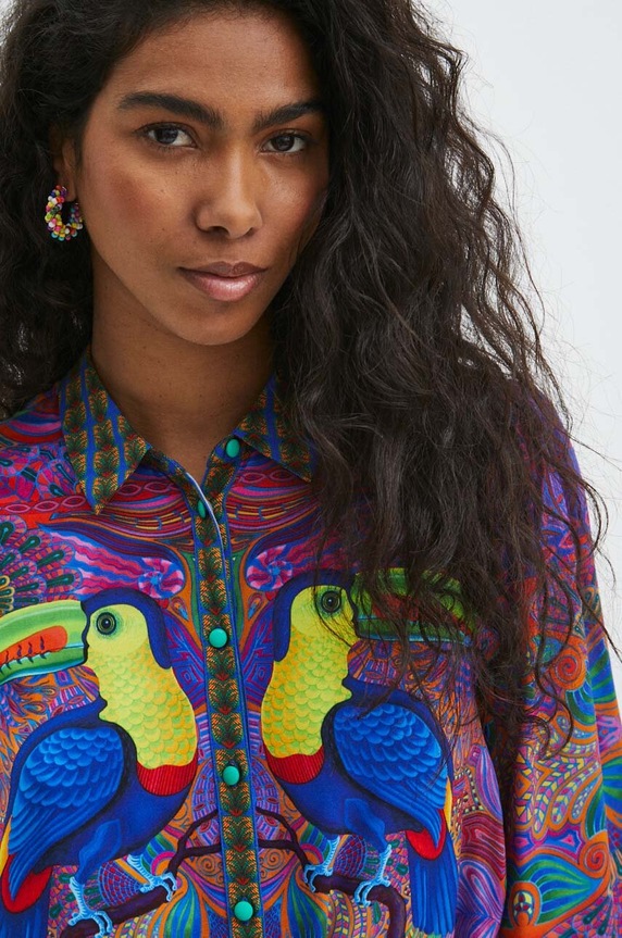 Sukienka z paskiem midi z kolekcji Jane Tattersfield x Medicine kolor multicolor RS24.SUD853 multicolor