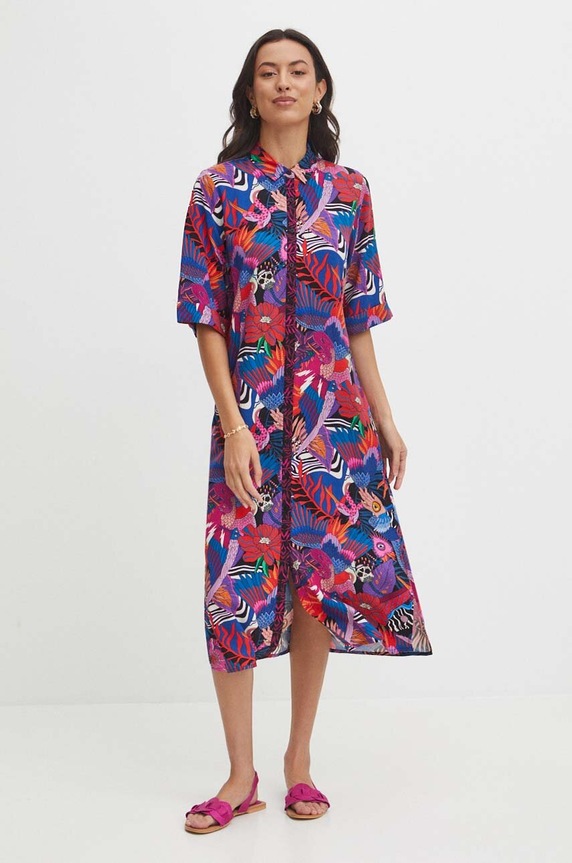 Sukienka damska midi wzorzysta kolor multicolor midi multicolor RS24-SUDB06