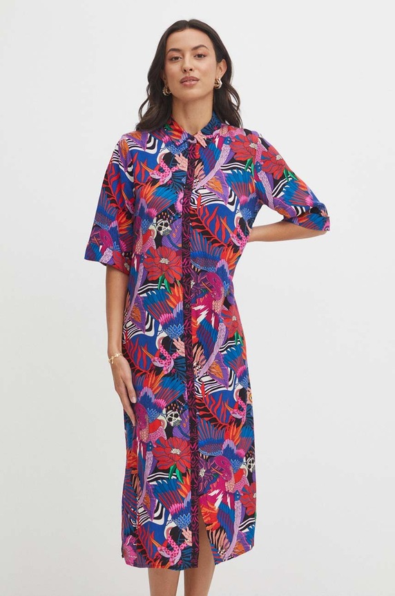 Sukienka damska midi wzorzysta kolor multicolor RS24-SUDB06 multicolor RS24