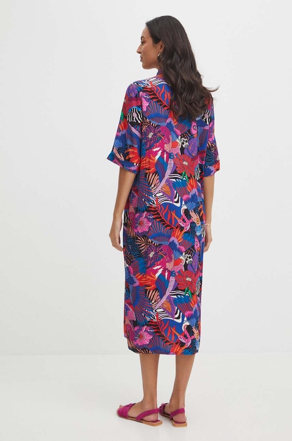 Odzież Sukienka damska midi wzorzysta kolor multicolor RS24-SUDB06 multicolor