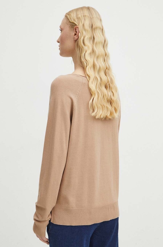 Odzież Sweter damski ze spiczastym dekoltem kolor beżowy RS24.SWD010 beżowy