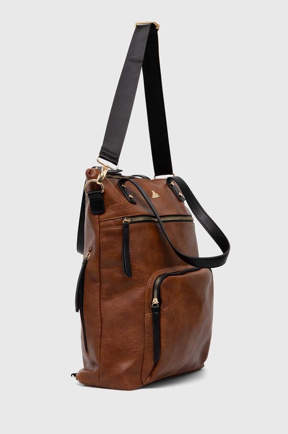 Kabelka dámska s funkciou batohu z ekologickej kože hnedá farba RS24-TOD500 hnedá RS24