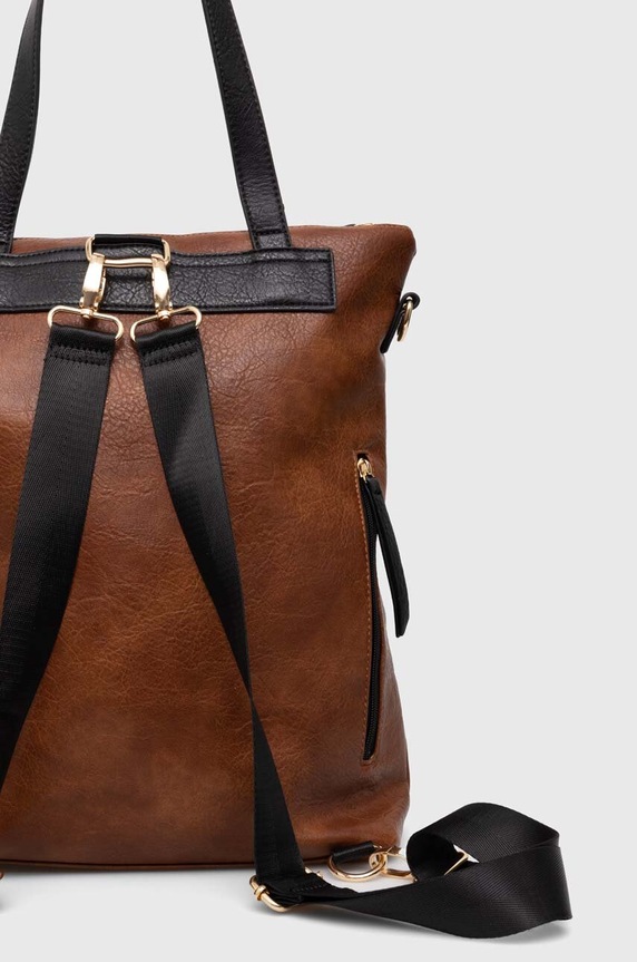 Doplnky Kabelka dámska s funkciou batohu z ekologickej kože hnedá farba RS24-TOD500 hnedá