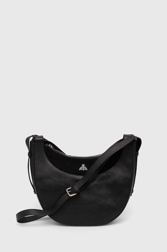 Kožená kabelka dámská se semišovým prvkem černá barva neodepinatelný pásek černá RS24.TOD511