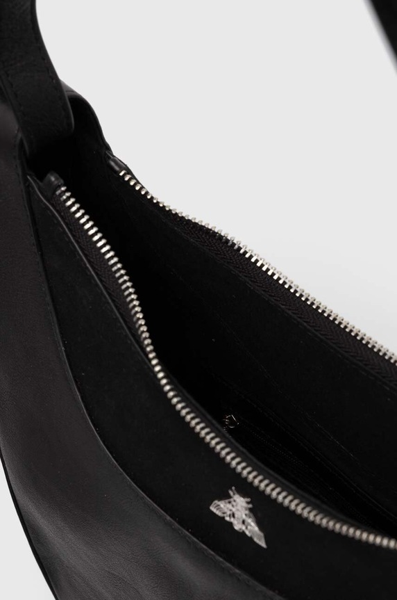 Kožená kabelka dámská se semišovým prvkem černá barva RS24.TOD511 černá