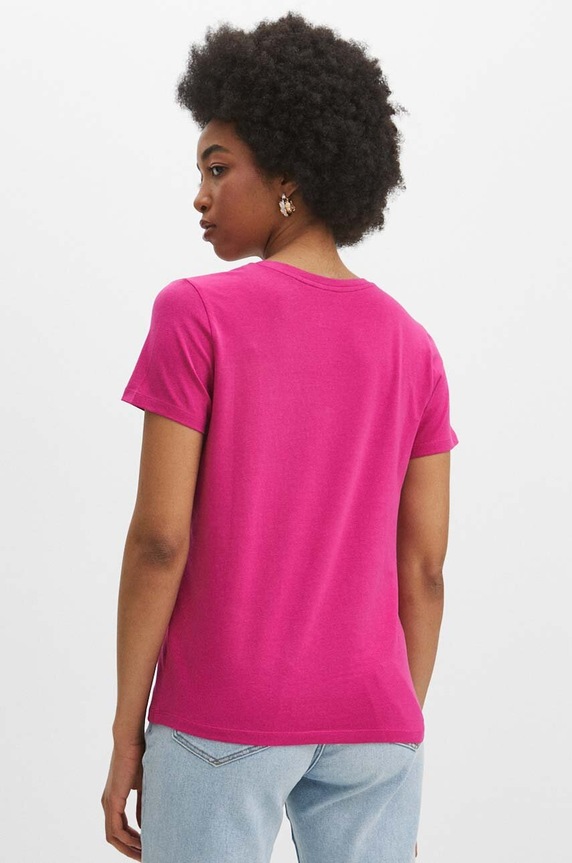 Oblečení Bavlněné tričko dámské s příměsí elastanu RS24.TSD011 růžová