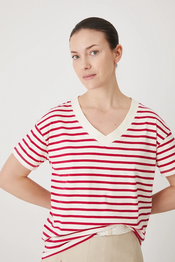 Medicine T-shirt damski bawełniany wzorzyste beżowy RS24-TSD074