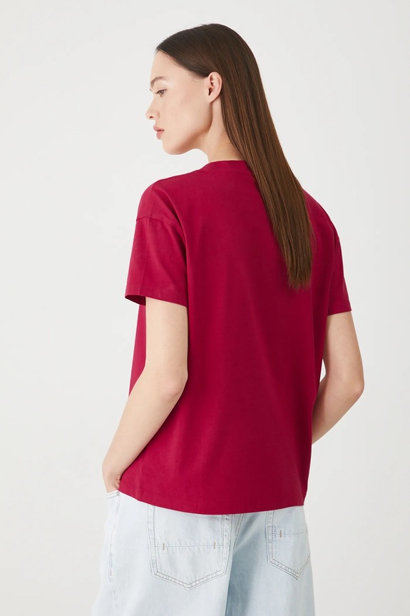 Odzież T-shirt damski bawełniany RS24-TSD074 czerwony