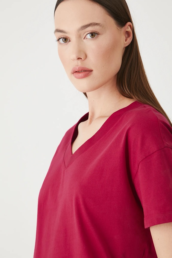 T-shirt damski bawełniany czerwony RS24-TSD074