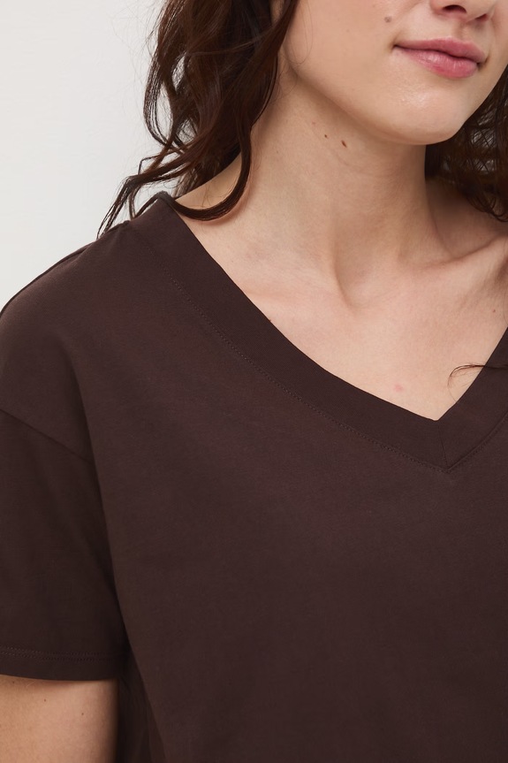 T-shirt damski bawełniany RS24-TSD074 brązowy