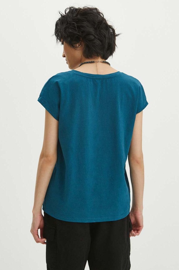 Oblečenie Bavlnené tričko dámske tyrkysová farba RS24-TSD076 tyrkysová