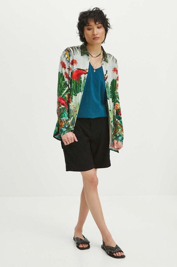 Bavlnené tričko dámske tyrkysová farba tyrkysová RS24-TSD076