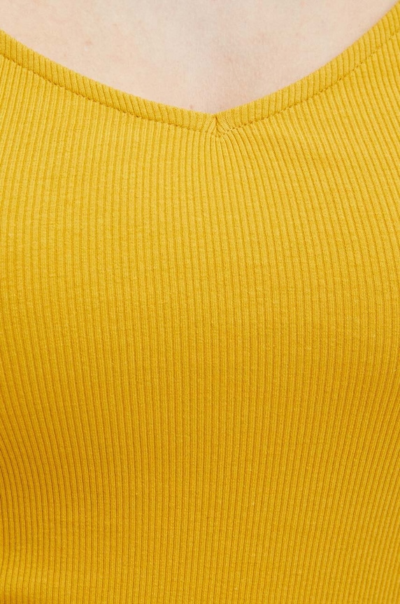 T-shirt bawełniany damski kolor żółty RS24-TSD0A1 żółty