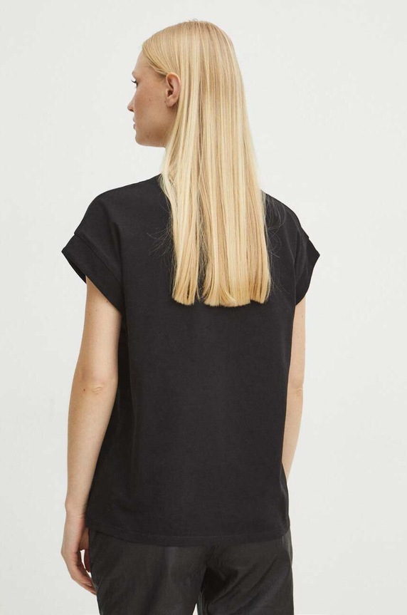 Odzież T-shirt bawełniany damski z kolekcji Love Alchemy kolor czarny RS24-TSD269 czarny
