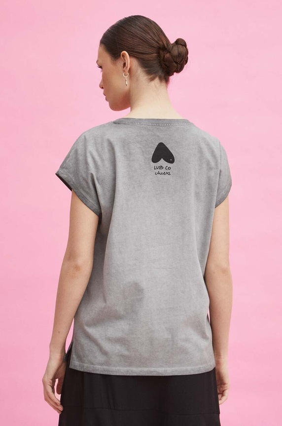 Odzież T-shirt bawełniany damski by Magda Danaj - Porysunki kolor szary RS24-TSD271 szary
