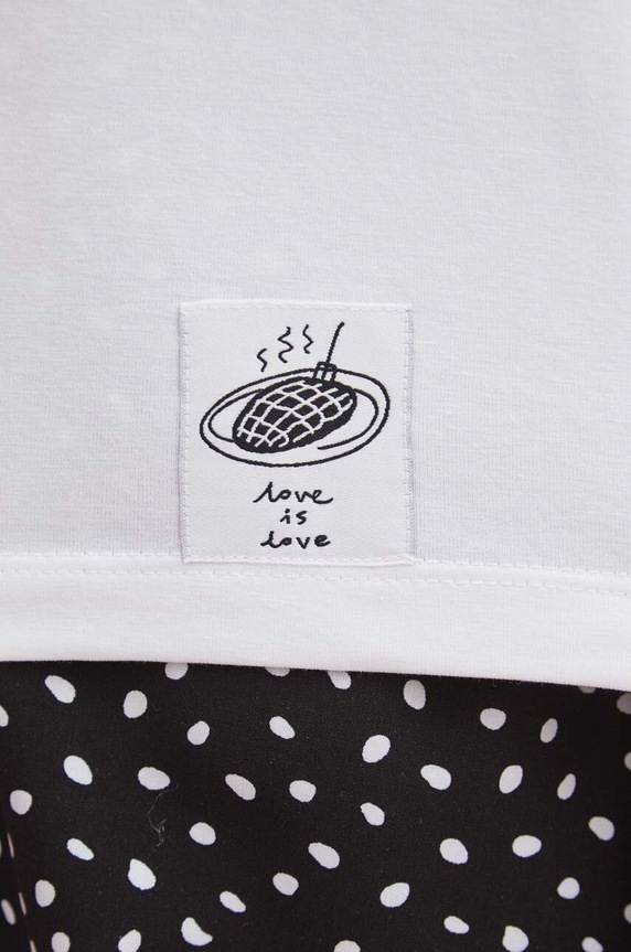 T-shirt bawełniany damski z domieszką elastanu by Magda Danaj - Porysunki kolor biały RS24-TSD275