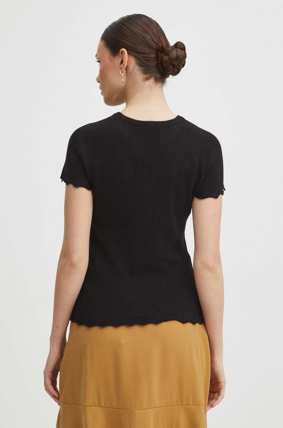 Odzież T-shirt damski sweterkowy kolor czarny RS24.TSD306 czarny