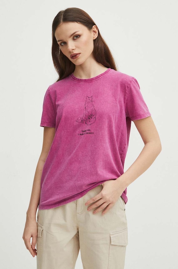 Medicine t-shirt bawełniany nadruk różowy RS24.TSD350