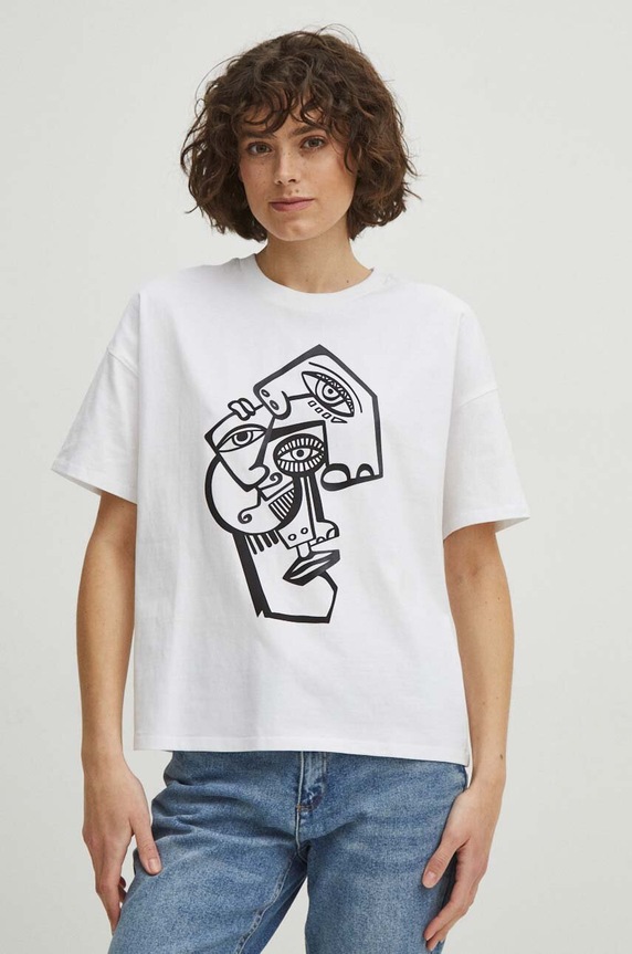 T-shirt bawełniany damski by Kasia Wysocka – TerraKata, Grafika Polska kolor biały RS24-TSD457 biały