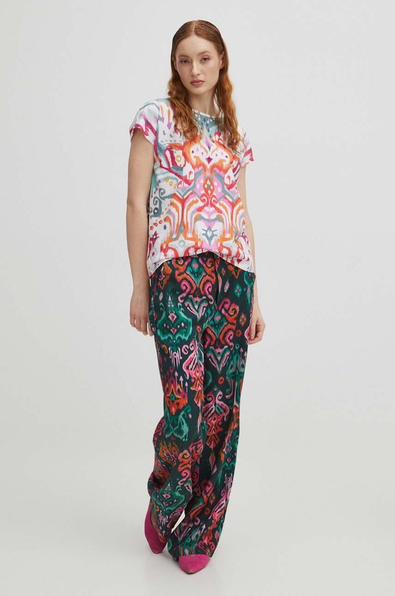 T-shirt bawełniany damski wzorzysty kolor multicolor RS24.TSD500 multicolor RS24