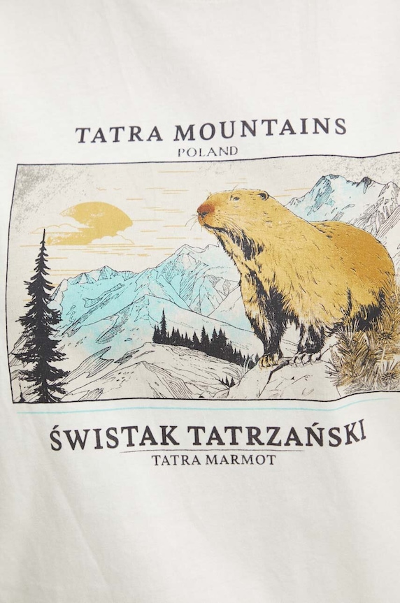 T-shirt bawełniany damski z kolekcji Tatrzański Park Narodowy x Medicine kolor beżowy RS24-TSDA54