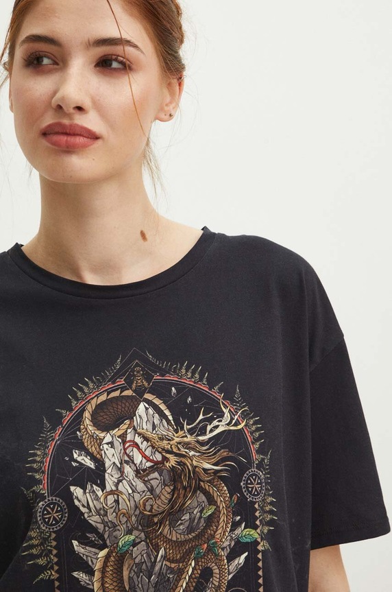 T-shirt bawełniany damski z kolekcji Tatra Legends kolor czarny RS24-TSDA56 czarny