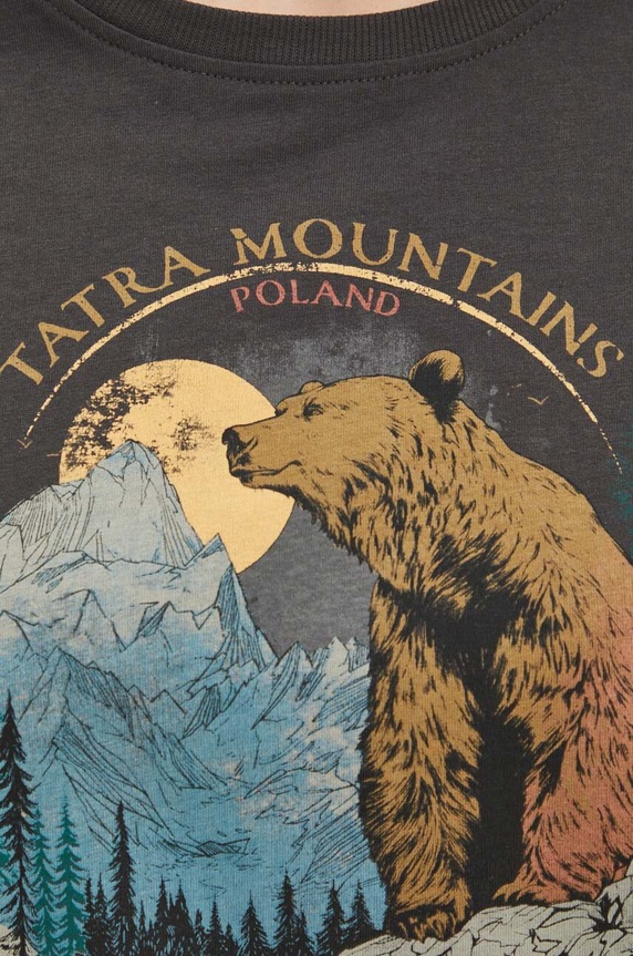 T-shirt bawełniany damski z kolekcji Tatrzański Park Narodowy x Medicine kolor szary RS24-TSDA58